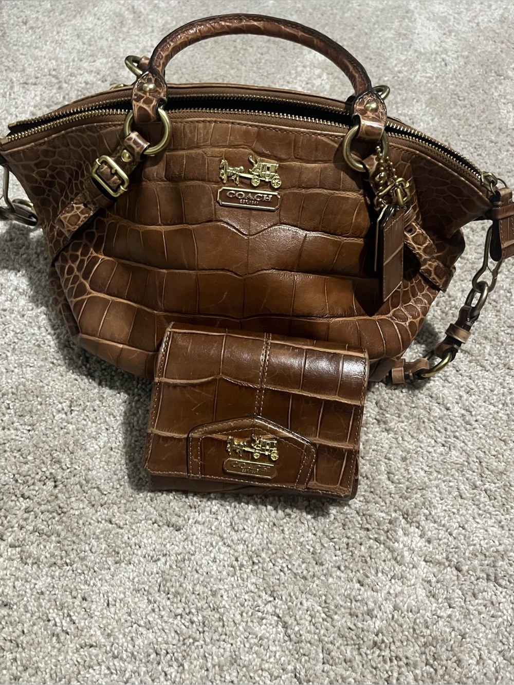 Coach Madison Sophia Satchel in Crocodile-Embossed Leather